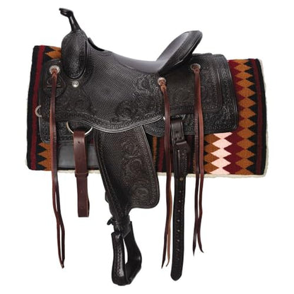 Billy Royal Fleece Bottom Contoured Saddle Pad - 34" x 40" | New Zealand Wool Top | 3/4" Felt Core | Contoured Fit | Hypoallergenic Fleece Lining | Weighs 8 lbs - color: Black/Burgundy/Rust