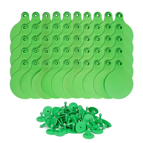 Large Cattle Ear Tags, Animal Identification Card Blank Livestock Ear Tags for Cow Cattle Calf Pig Goat Sheep Horse 50 Pieces (Green) - color: Green