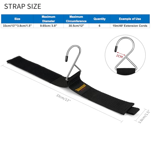 Extension Cord Organizer and Hanger, Trilancer Storage Straps (6-Pack) - size: 6M