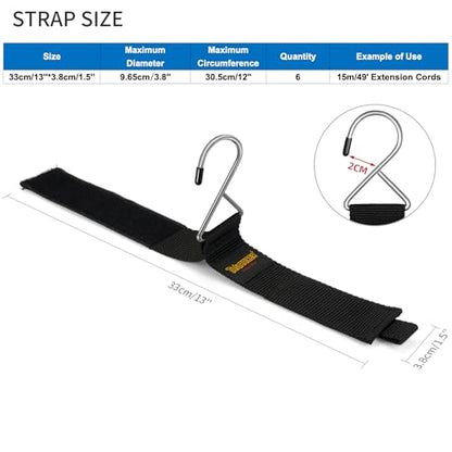 Extension Cord Organizer and Hanger, Trilancer Storage Straps (6-Pack) - size: 6M