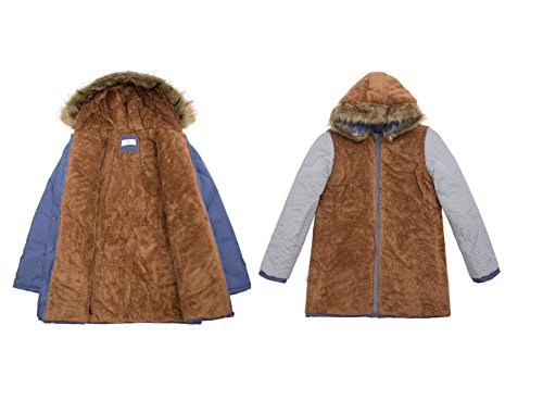 GRACE KARIN Women's Winter Coats Fleece Parkas Anoraks Hooded Military Jacket Coats - color: Navy Blue, size: Large