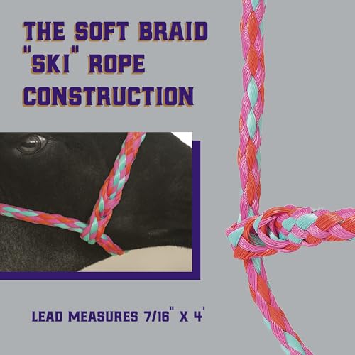Weaver Livestock Braided Poly Rope Halter, 4 ft Modern, Adjustable, Soft Braid Sheep Halter, Livestock Equipment for Sheep, Goats (Pack of 2)