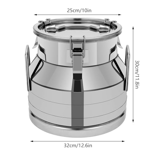 DYNAMI 3.2Gal Stainless Steel Milk Bucket With Sealing Lid and Carry Handle,Thickened Stainless Steel Milk Can Large Liquid Container Storage,for Milk,Wine, Oil Storage Transport (12L/3.2gal) - size: 12L/3.2gal