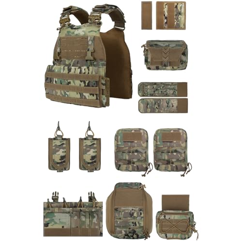 YAKEDA Outdoor Training Vest With PALS System MultiFunctional MOLLE Quick Release Vest- For Hiking, Camping Training - color: Mud Color