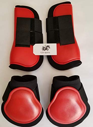 Horse Tendon & Fetlock Boots Jumping Leg Protection Boots Light Weight Support Open Front Brushing (Black (Set of 4))
