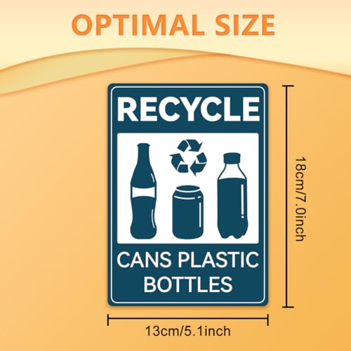 WADORN 10Pcs Recycle Cans Plastic Bottles Stickers, Waterproof Recycle Stickers Fade-Resistant Recycling Labels Recycle Sign Self-Adhesive Vinyl Decals for Business School Public Area 7.08x5.12 Inch - style: Recycle Cans and Bottles
