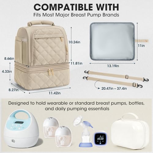 RAINSMORE Wearable Breast Pump Bag, Breast Milk Cooler Travel Bag,Nude - color: Khaki