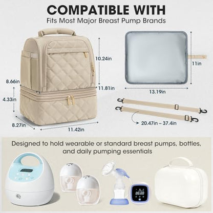 RAINSMORE Wearable Breast Pump Bag, Breast Milk Cooler Travel Bag,Nude - color: Khaki