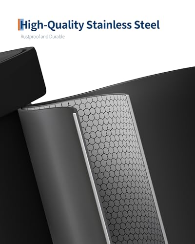 Garvee 13 gal / 50 L Metal Trash Can with Lid, Large Garbage Can for Kitchen, Rustproof Step-on Kitchen Metal Trash Bin with Liner Rim, Rear Handle, Soft Close Plastic Lid, Black - color: Black, size: 13.2 Gallons