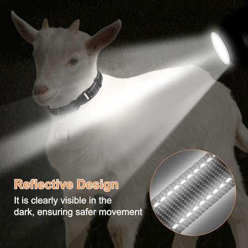 Generic 6-Pack Reflective Goat Collars with Bells, 13.8"-20.5" Polyester Adjustable Pet Collar with Anti-Lost Grazing Copper Bell for Small Farm Animal/Sheep/Cow/Goat [Black]