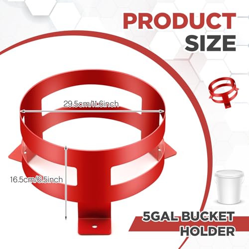 2 Pcs 5 Gallon Bucket Holder 11.6 x 6.5 Inch Red Bucket Holder Mount for RV, Truck, Cart