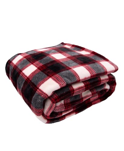 Lazy One Soft Cloud Fleece Throw Blanket – Cozy Polyester Blanket 50" x 70" – Warm, Lightweight Fleece Throw for Bed, Couch, or Sofa (Black Plaid) - color: Black Plaid
