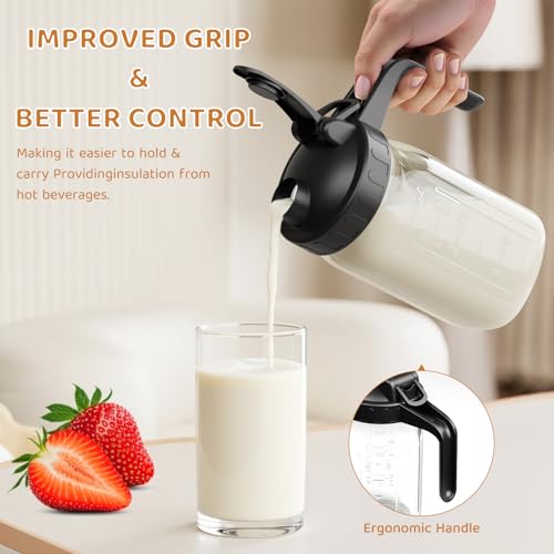 32 oz Breast Milk Pitcher, Glass Mason Jar Pitcher with Lid - color: Black, size: 32 Ounces