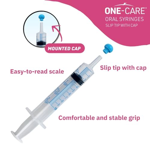 ONE-CARE Oral Syringe, 10 mL, Slip Tip, with Cap, 100 Count - size: 10 ml Blue Scale