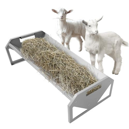 Livestock Feeding Trough 22 Gallon Capacity 45" Hay Feeder Heavy - color: Silvery