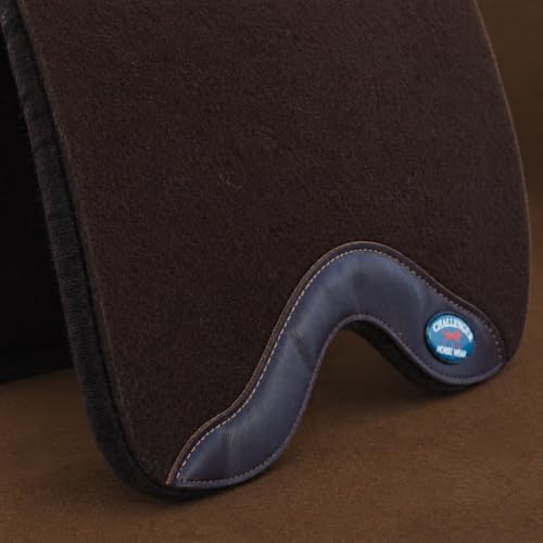 Horse SADDLE PAD Western Contoured Wool Felt Moisture Wicking Black 39RT - color: Brown/Brown