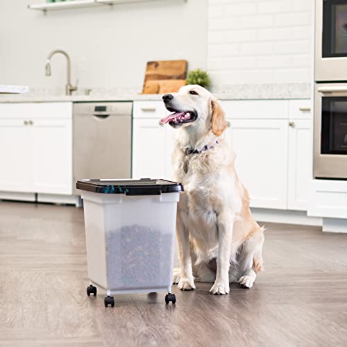 IRIS USA Dog Food Storage Container, Up to 25 lbs, Pearl/Black, Made in USA - color: Pearl/Black, size: 25 lbs