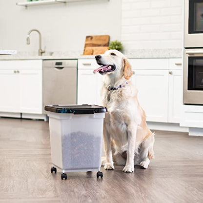 IRIS USA Dog Food Storage Container, Up to 25 lbs, Pearl/Black, Made in USA - color: Pearl/Black, size: 25 lbs