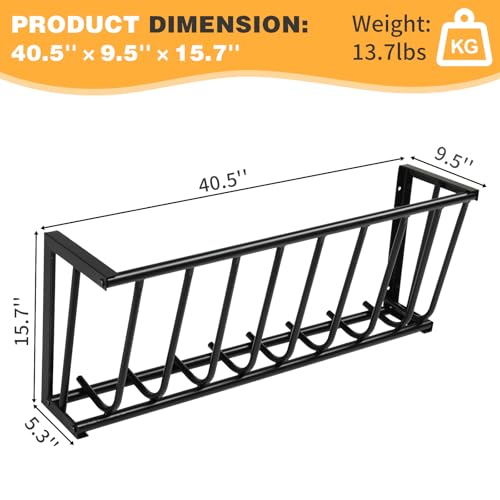 Hay Feeder Goat,40.8" Long Wall Mounted Horse Feeder Holder,Large Capacity Livestock Feeding,Heavy-Duty Steel Goat Hay Rack,Blanket Holder,Multiple Sided Feeding Rack for Sheep,Cattle, Goats, Black