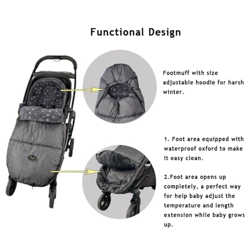 CozyMe Stroller Footmuff, Stroller Hooded Blanket for Toddler, Stroller Bunting Bag with Multi Purpose Fleece Lined Warm Winter Stroller Cover, M6-4T,Heather Grey - color: grey
