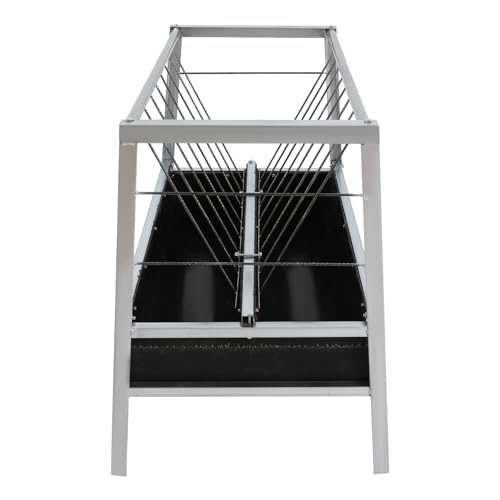 Hay Feeder, Livestock Feed Trough with 2-in-1 Hay and Grain Feeder, Heavy Duty Steel Frame and Deeper Pan Hay Rack, Feeding Station for Sheep, Calf, Cow, Horse, Goats for Pasture, Farm (Black) - color: Black