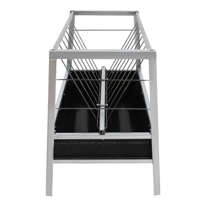 Hay Feeder, Livestock Feed Trough with 2-in-1 Hay and Grain Feeder, Heavy Duty Steel Frame and Deeper Pan Hay Rack, Feeding Station for Sheep, Calf, Cow, Horse, Goats for Pasture, Farm (Black) - color: Black