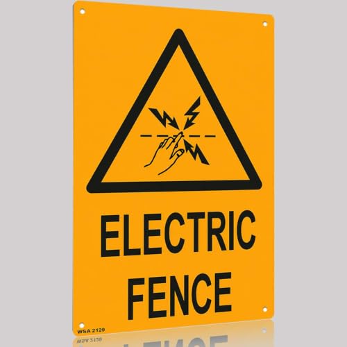 Aluminum Metal Sign 8X12 Inch Bright Yellow Electric Fence Warning Sign Durable High Visibility Safety Alert Marker for Outdoor Perimeter Use