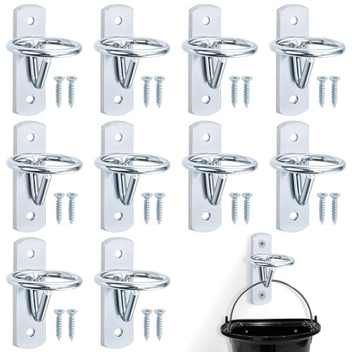 Cididu 10 Pack Bucket Hooks for Horses, Metal Water Bucket Hangers with Screws, Heavy Duty Wall Mount Feed Bucket Holder for Horse Stalls Stable Livestock Barn Farmhouse Supplies