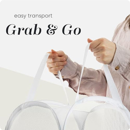 Handy Laundry Pop Up Laundry Hamper 71L Sturdy Collapsible Mesh (White) - color: White, 1-PACK