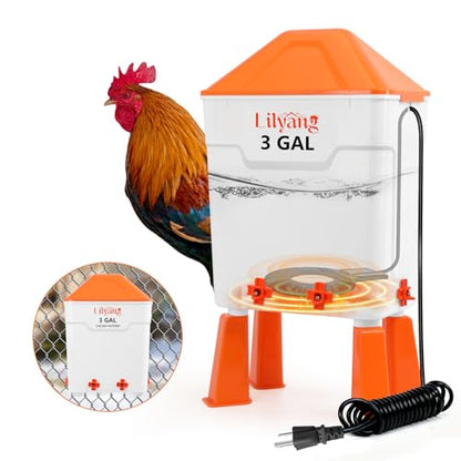 Lilyang Heated Chicken Waterer 3 Gallon, 250W Thermostat Control