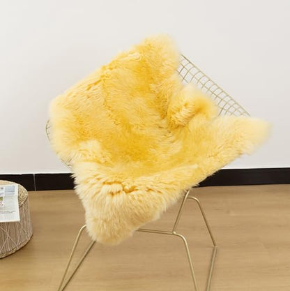 Luxury Beauty Genuine Sheepskin Rug Natural Wool Fluffy Rug|2*3 FT | Yellow Sheepskin Area Rug Warm In Winter,Cool In Summer For Living Room Bedroom Study Meeting Room Premium Fur Rug - color: Yellow, size: 2' x 3' (sheepskin)