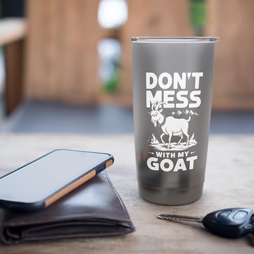 Don´t Mess With My Goat Cute Coat Pygmy Goat Farmer Stainless Steel Insulated Tumbler - color: Brushed Steel