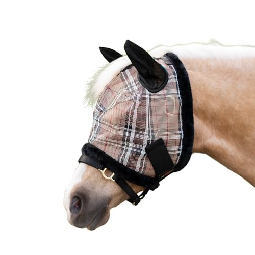 Mini/Pony Fly Mask Fleece Trim & Soft Mesh Ears Size: Pony Color: 121 - Deluxe Black - color: 121 - Deluxe Black, size: Pony