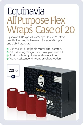 Equinavia 20 Pack Self Adhesive Bandage Wrap, 4 Inch Vet Wrap for Horses - color: Red