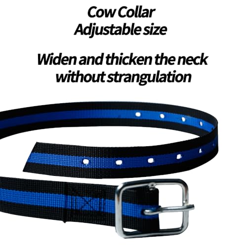 Nylon Cow Collar, 54 Inch, Thickened Neck Strap with Metal Buckle, Blue