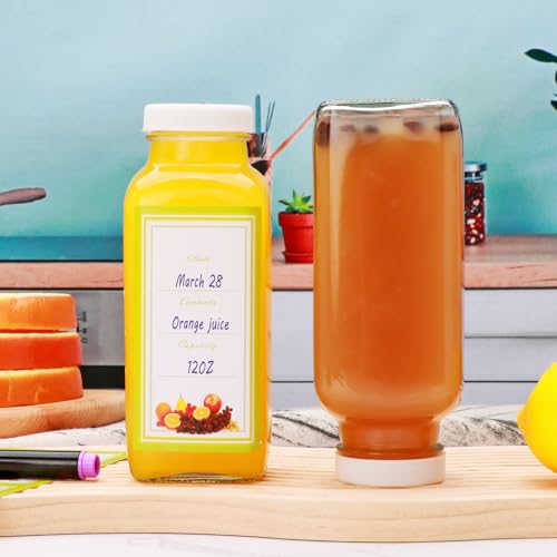12PCS Juicing Bottles Reusable Glass,12 OZ Glass Jars with Lids - size: 12 Ounces