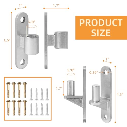 2 Set Heavy Duty Gate Hinges, Wall Mount Gate Hinges 5/8'' Pin Fence Post Hinge Set for Wooden or Concrete Fence Gate (Silver, Screws Included) - color: Silver-2 Pairs