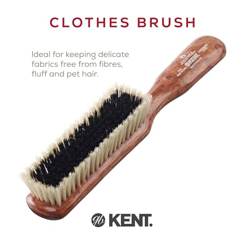 Kent CP6 Clothes Brush. Cashmere Care Dark Wood with Black & White Boar Bristle, Lint Remover for Wool and Silk for Keeping Delicate Fabrics Free from Fibres, Fluff and Pet Hair. Made in England - style: CP6