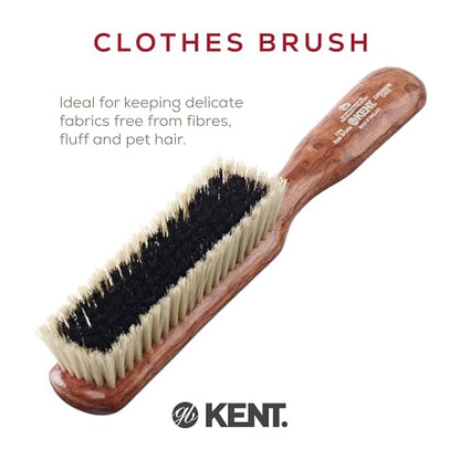 Kent CP6 Clothes Brush. Cashmere Care Dark Wood with Black & White Boar Bristle, Lint Remover for Wool and Silk for Keeping Delicate Fabrics Free from Fibres, Fluff and Pet Hair. Made in England - style: CP6