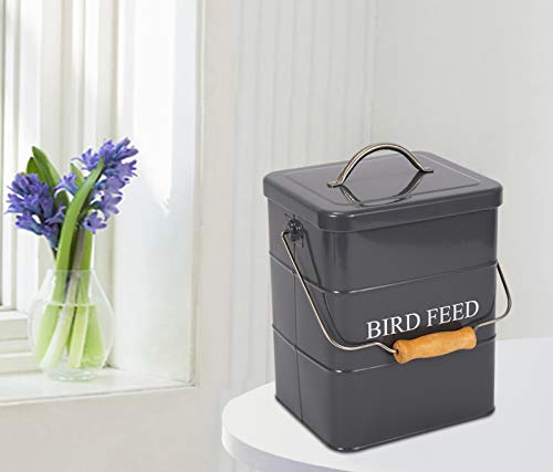 Geyecete Bird Feeder,Bird Food Jar Pet Food Storage Airtight Food Storage Container-Gray - color: Gray