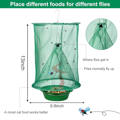 4 Ranch Fly Traps Outdoor Hanging, Reusable Stable Horse Fly Catcher Cage - size: 4 pack1