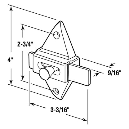 Prime-Line PH 17039 Slide Latch, 2-3/4 In. Hole Centers, Diecast Construction, Chrome (Single Pack)
