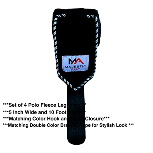 Majestic Ally Fleece Polo Leg Wraps for Horses, Black, Set of 4 - color: Black