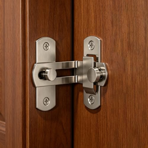 2 Set 4" 90 Degree Gate Latches | Stainless Steel Safety Door Lock for Barn Door, Silver - size: 90 Degree Silver - 4"