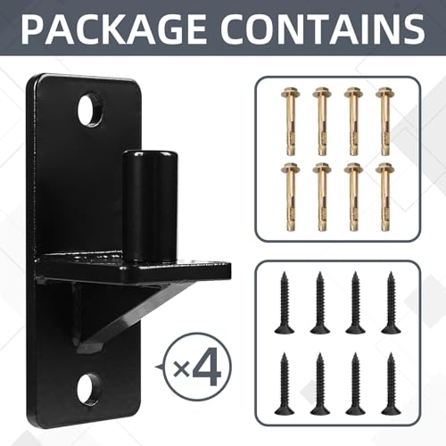 Wall Mount Gate Hinges, Black Farm Gate Hinge, 4 Pack Chain Link Fence Gate Hinge with 5/8 Hinge Pin (Screws Included), Heavy Duty Gate Hinges for Metal Gates Wooden Fences… - color: Black-4PCS