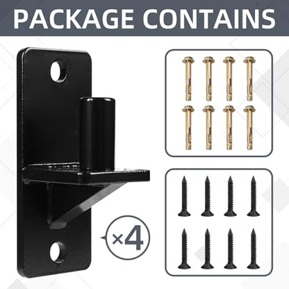 Wall Mount Gate Hinges, Black Farm Gate Hinge, 4 Pack Chain Link Fence Gate Hinge with 5/8 Hinge Pin (Screws Included), Heavy Duty Gate Hinges for Metal Gates Wooden Fences… - color: Black-4PCS