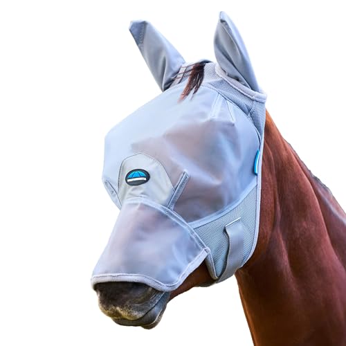 WeatherBeeta ComFiTec Fine Mesh Fly Mask with Ears & Nose, Grey, Medium - color: Grey, size: M