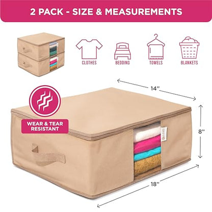 Cedar Clothes Storage Bag Organizer, Protects From Moths, Set of 2, Beige - color: Beige