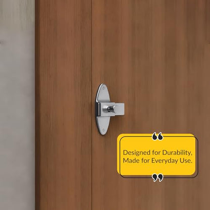 Brixwell Slide Latch and Keeper Set with Chrome Plated Finish, Zinc Material, Surface-Mounted, 3-1/2" Latch Hole Centers, Fits 1-1/4" Square Edge Pilaster, Includes Fasteners