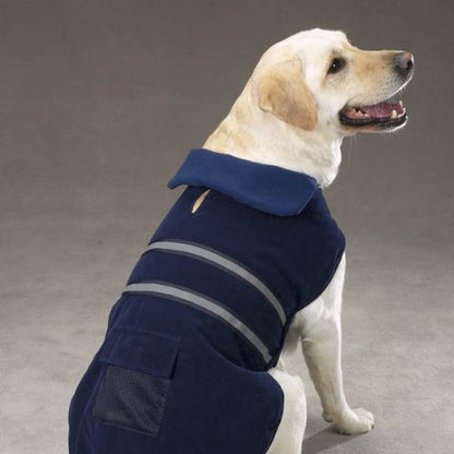 Casual Canine Fleece-Lined Reflective Dog Jacket for Safety, Blue, Large - color: Navy, size: Large